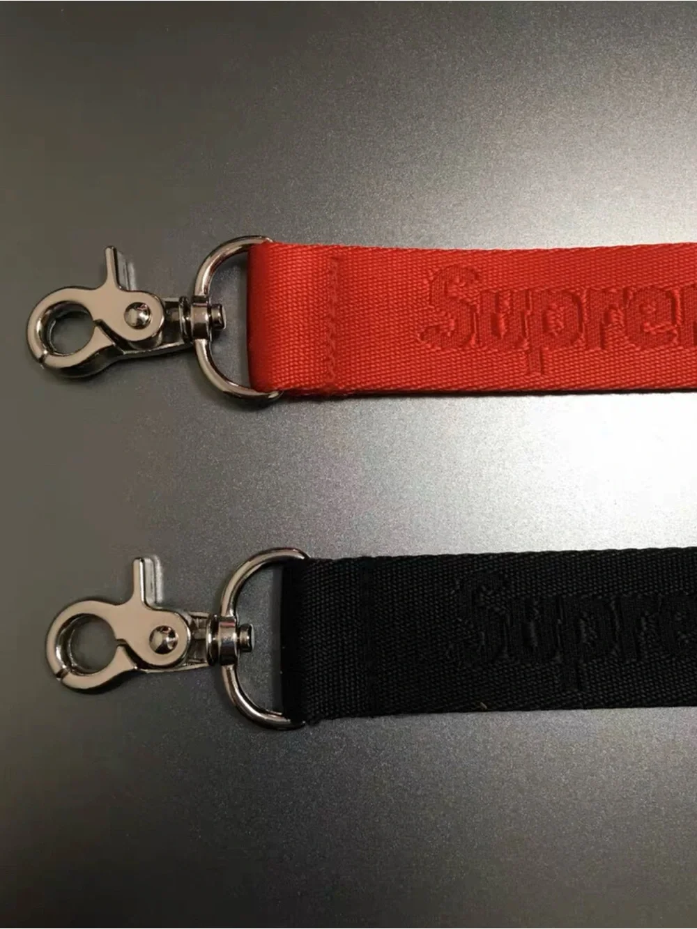 Supreme Red and Black Dual Lanyard Strap with Metal Clips
